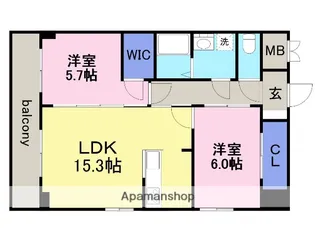 GRANDUKE丸田町【6階】の間取り