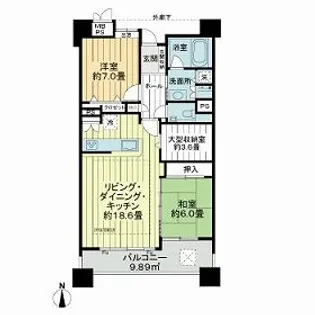 ライオンズシティ栄【0702号室】の間取り