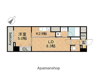 1LDKの間取り画像