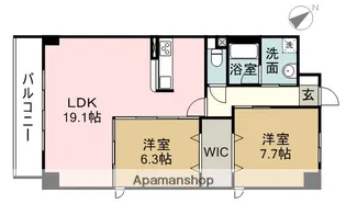 オルソパール伝馬【9階】の間取り