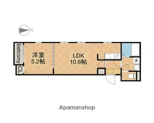 1LDKの間取り画像