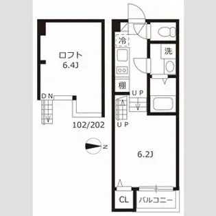 ハーモニーテラス十番【202CP号室】の間取り