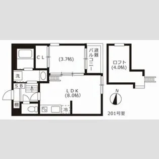 ハーモニーテラス旗屋【2階】の間取り