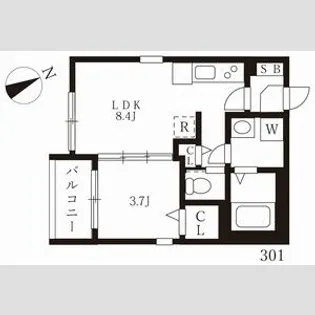 スヴニール伝馬【3階】の間取り