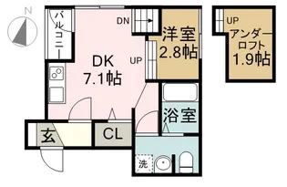 ハーモニーテラス木之免町【101CP号室】の間取り