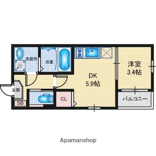 尾頭橋レジデンス【1階】の間取り