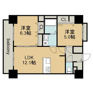 プレサンスTHE新栄【0501号室】の間取り