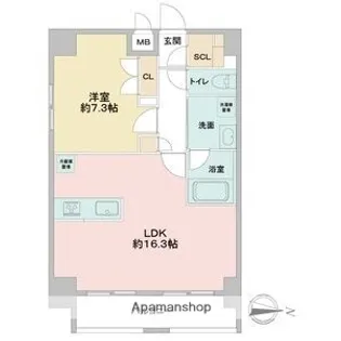 1LDKの間取り画像