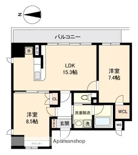 ランドハウス泉【9階】の間取り