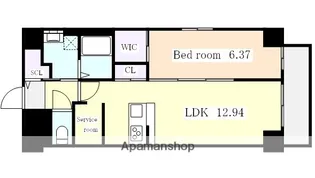 グランドソレイユ伝馬【10階】の間取り