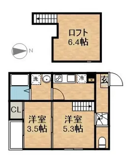 プラージュ外新町【2階】の間取り