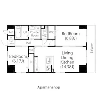 GRANDUKE高辻【14階】の間取り