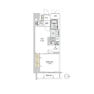 カスタリア新栄Ⅱ【0411号室】の間取り