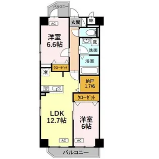 ハピネス車道【8階】の間取り