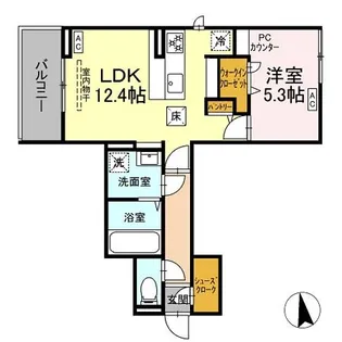 1LDKの間取り画像