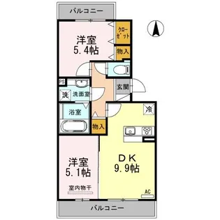 2DKの間取り画像