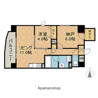 サンエスケーイワタ名城【3階】の間取り