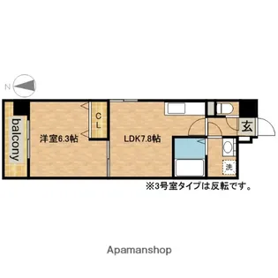 1LDKの間取り画像