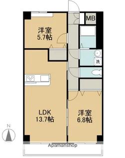 2LDKの間取り画像