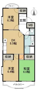ヴァンベール新舞子【305号室】の間取り