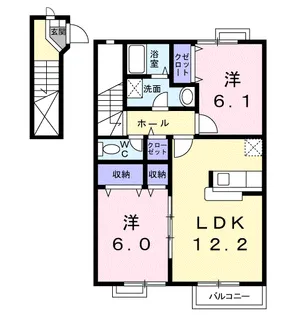 ヴァン・ド・メ-ルA【2階】の間取り