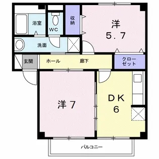ソレア−ドA【1階】の間取り