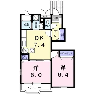 グランデカメリア山の手Ⅴ【1階】の間取り