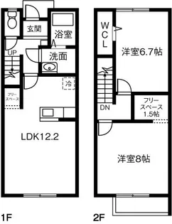 愛知県常滑市本郷町3丁目【テラスハウス】の間取り