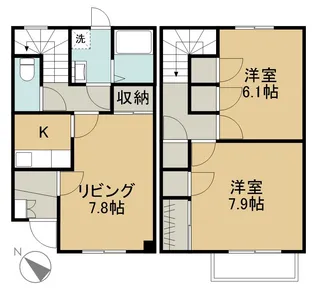 愛知県知多市大草字東屋敷【テラスハウス】の間取り
