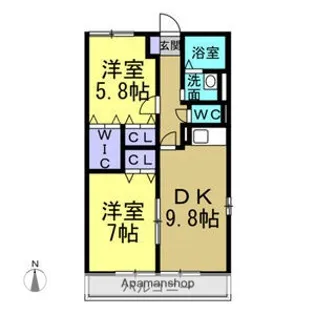 ハイム白山Ⅰ・Ⅱ【Ⅰ202号室】の間取り