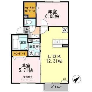 ルミエールコート Ⅰ【2階】の間取り