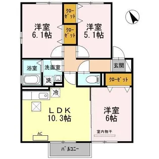 ルミエールコート Ⅱ【1階】の間取り