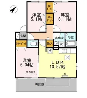トルヴェール【1階】の間取り