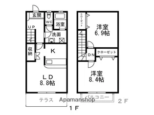 愛知県みよし市三好丘桜3丁目【テラスハウス】の間取り