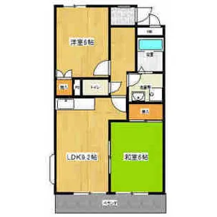 鈴の木ハイツB【2階】の間取り