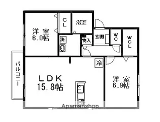 ロイヤルステージC・D棟【D101号室】の間取り