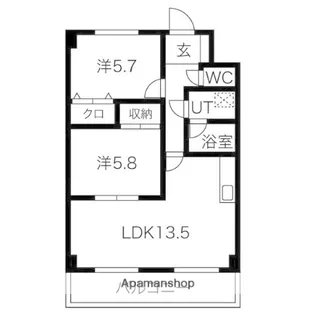 ハースヒルズ赤池Ⅱ【3B号室】の間取り