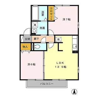 サンハウス B【2階】の間取り