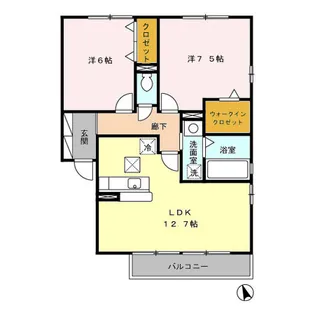 プリズムコート ミルキー【1階】の間取り