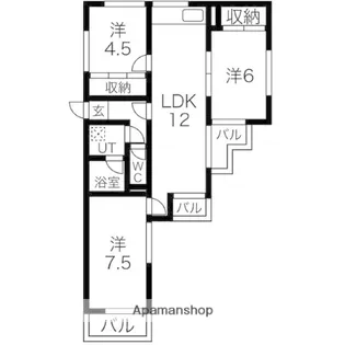 ロアール赤池【1階】の間取り