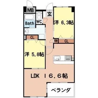 リアンヒロ【2階】の間取り