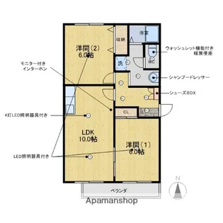 オクトスUEDA C棟【202号室】の間取り