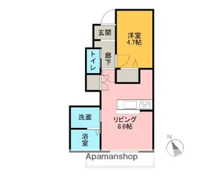エスポア ナルカワ【B 103号室】の間取り