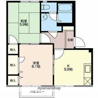 メルベール阿倉川E【2階】の間取り