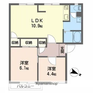 グランシャリオ日永西 A・B・C棟【Aー201号室】の間取り