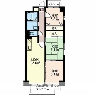 エントピアダテ【6階】の間取り