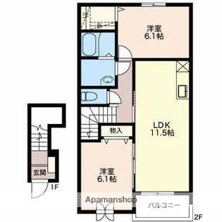 アーバンダンスⅡ B【202号室】の間取り