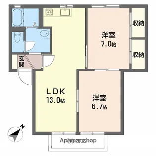 メルベール西富田【2階】の間取り