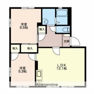 セントラルシャトー松本 A・B棟【A102号室】の間取り