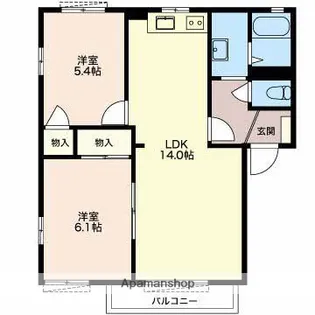 エステート赤堀B【1階】の間取り